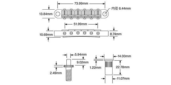 画像2: TONEPROS ( トーンプロズ ) / T3BT-B/ ギター用ブリッジ/全国一律送料無料! (2)
