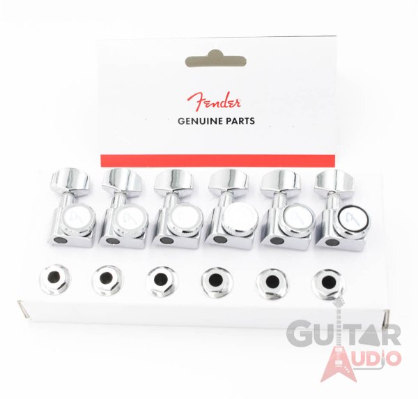 画像2: Genuine Fender CHROME LOCKING Tuners 6-InLine 2-pin Strat/純正 フェンダー クローム ロッキングチューナー/全国一律送料無料 (2)