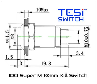 画像3: FU-Tone Tesi IDO Super M 10MM Metal Momentary Push Button Guitar Kill Switch Chrome/キルスイッチ/全国一律送料無料