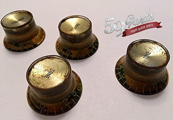 画像4: 59PARTS/SET OF 4 AGED RELIC GIBSON REFLECTOR KNOBS GOLD US SIZE FINE SPLINES/ビンテージパーツ/全国一律送料無料 (4)