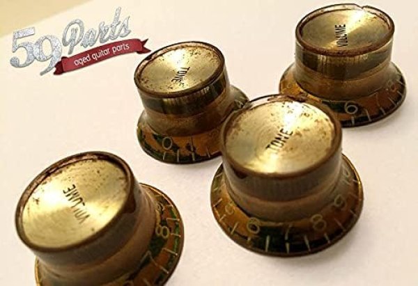 画像2: 59PARTS/SET OF 4 AGED RELIC GIBSON REFLECTOR KNOBS GOLD US SIZE FINE SPLINES/ビンテージパーツ/全国一律送料無料 (2)